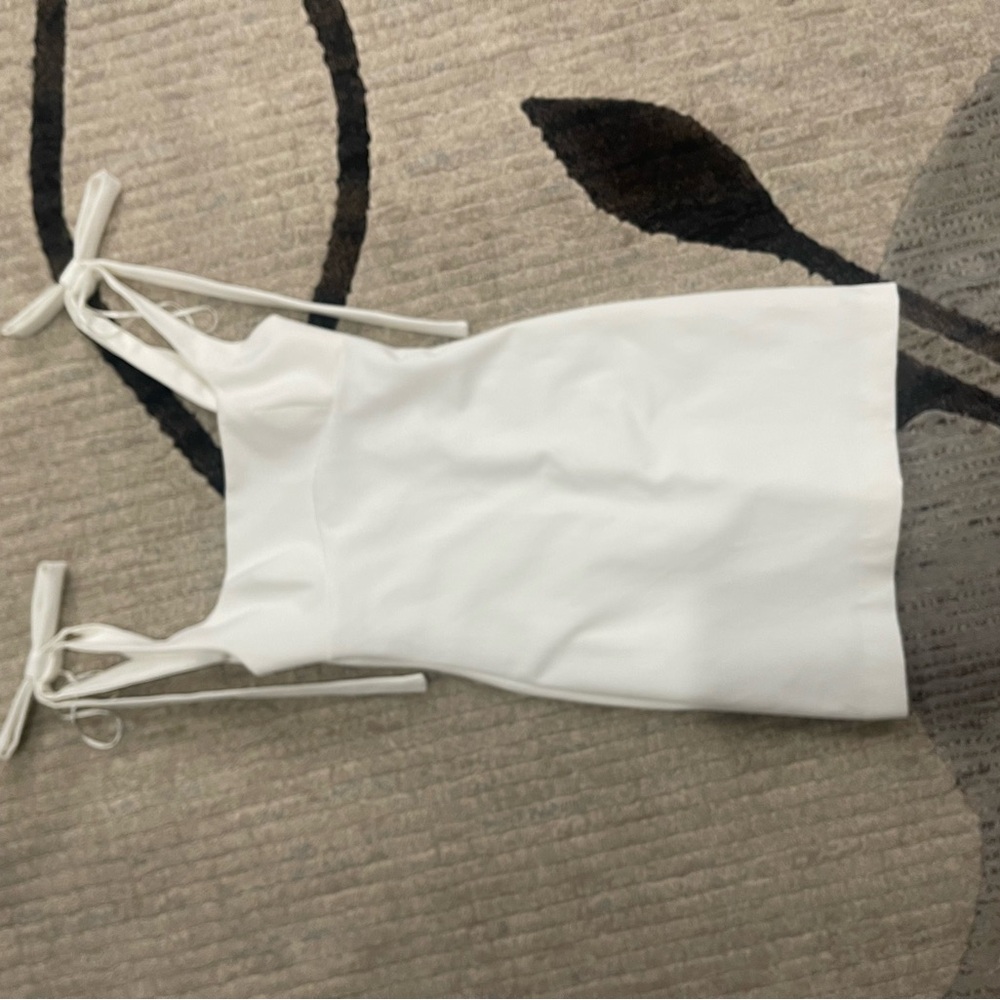Zara Ivory Tie-Strap Mini Dress